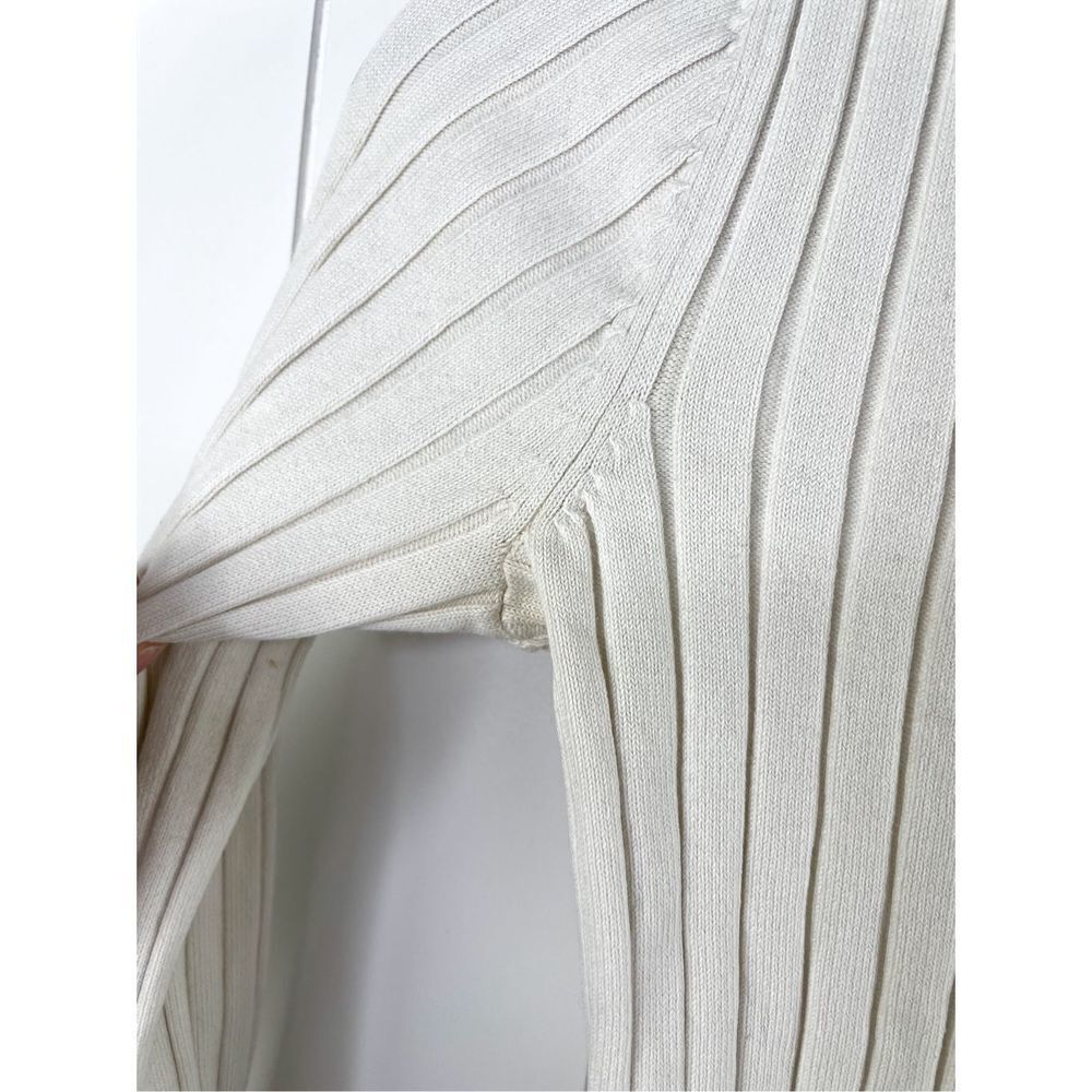Vintage‎ Q&A Deep V Ribbed Long Sleeve White Top Size S - Picture 4 of 7